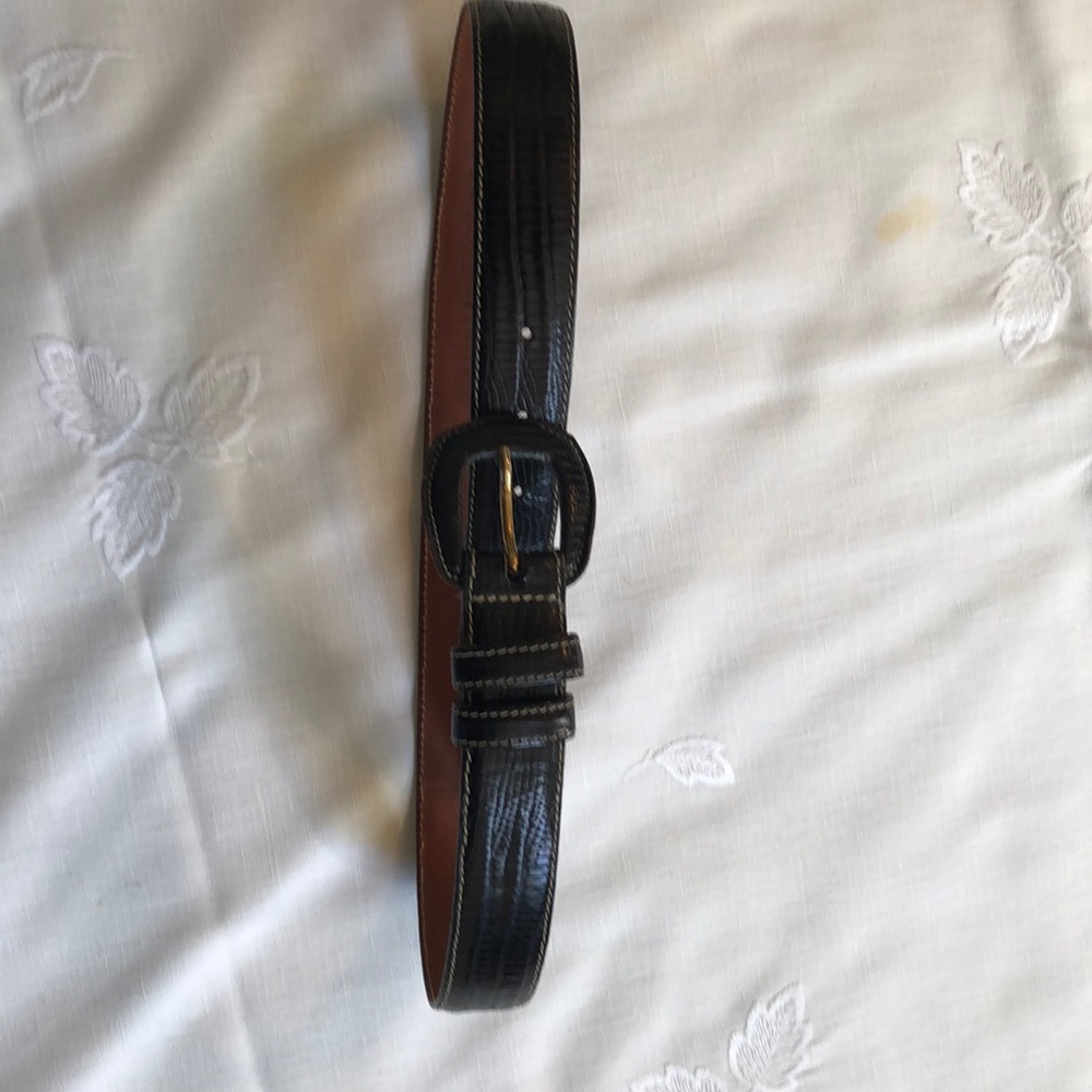 Barneys New York Lizard embossed leather belt